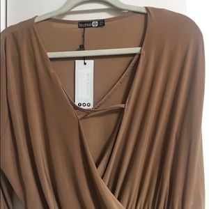 Camel V Neck Dress
